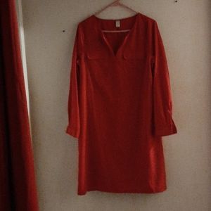 Old Navy red midi shirt dress. Medium.
